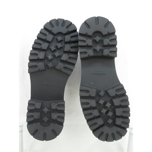 FERRAGAMO IGNAZIO BLACK LEATHER GANCIO BIT LOGO LUG PLATFORM LOAFERS 11.5 M - Picture 13 of 14